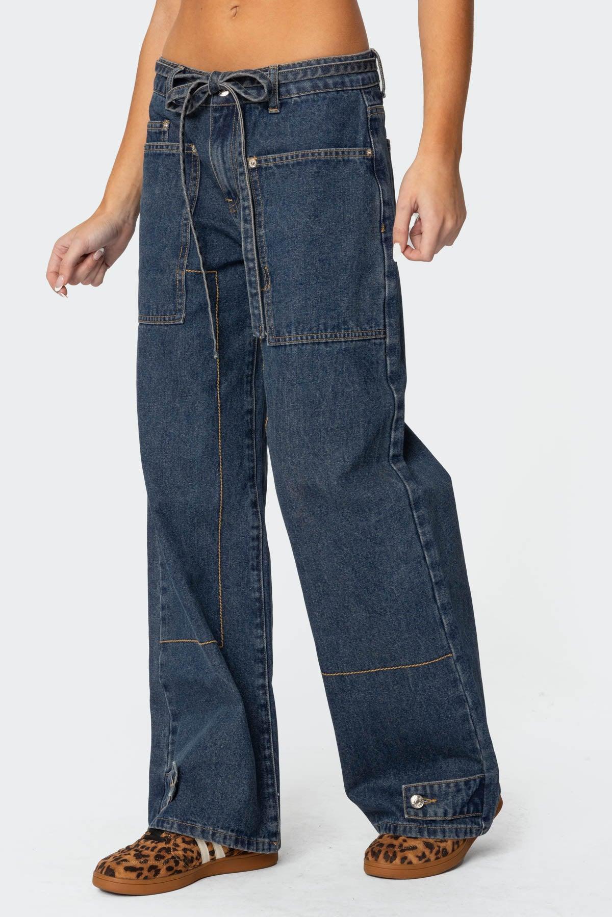 Funky Stitch Low Rise Jeans Product Image