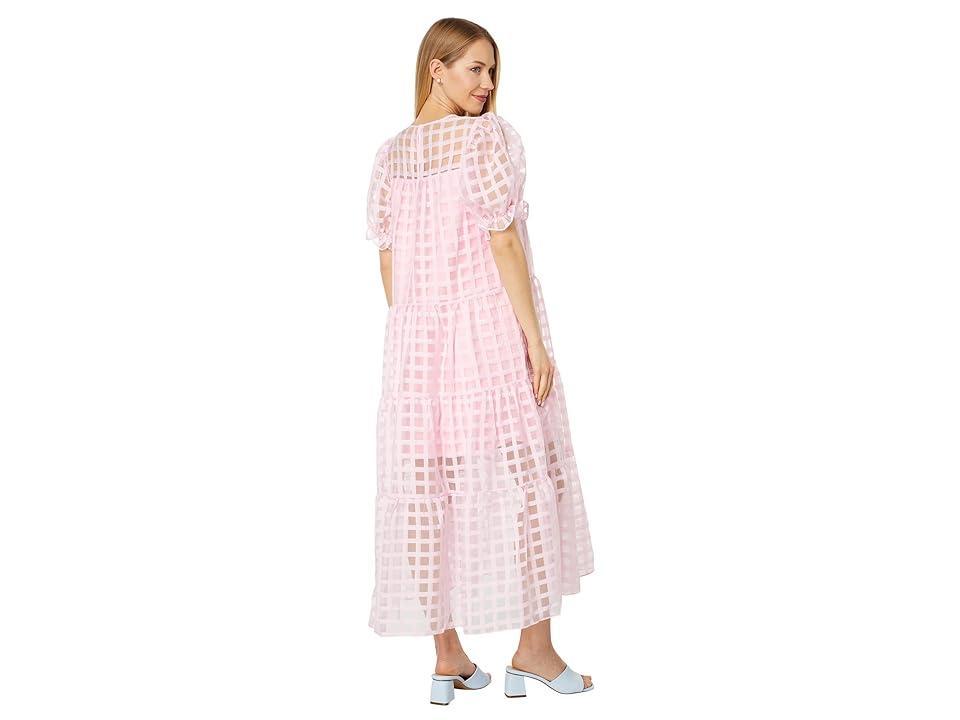 English Factory Organza Gridded Puff Sleeve Maxi Dress Women's Dress Product Image