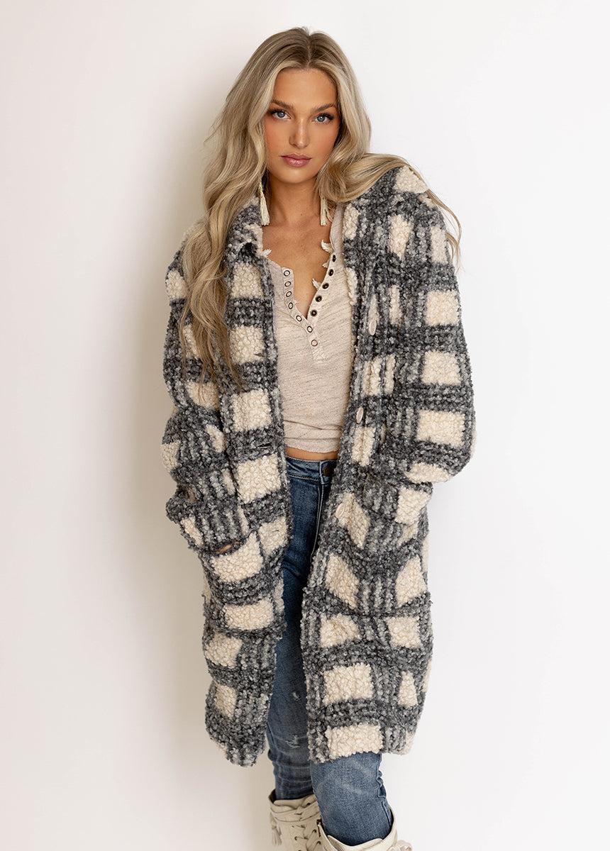 Gertie Coat in Gray Plaid Product Image