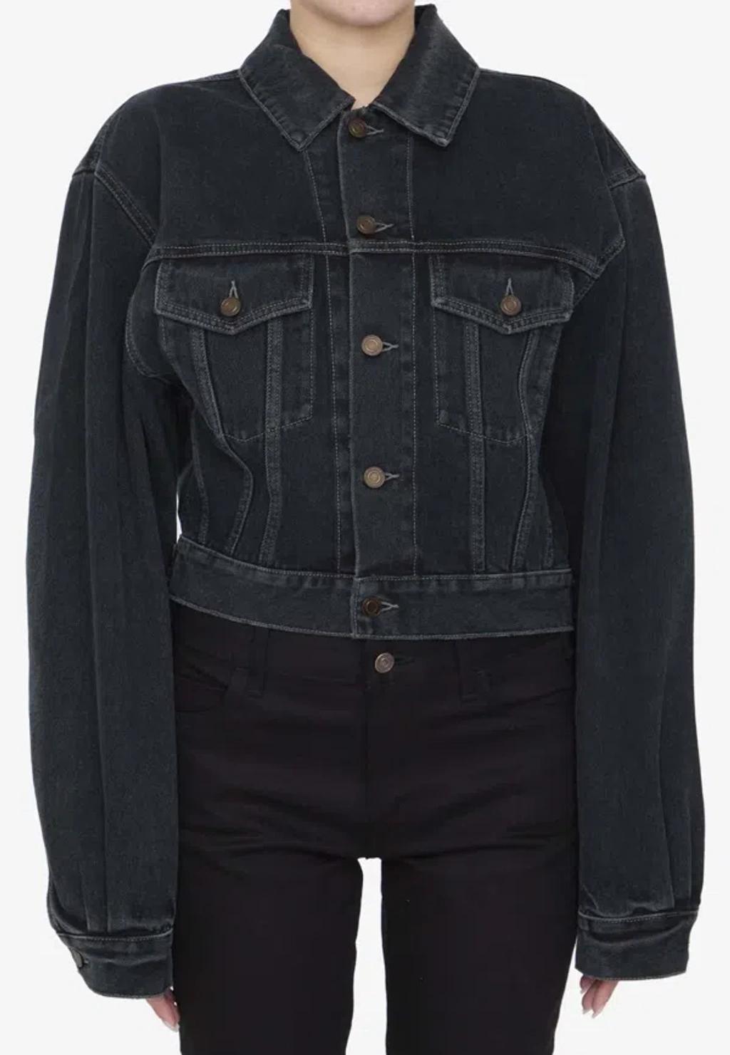 Neo 80s Crop Denim Jacket In Blue Product Image