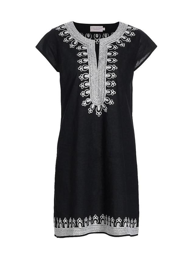 Womens Embroidered Cotton Voile T-Shirt Dress Product Image