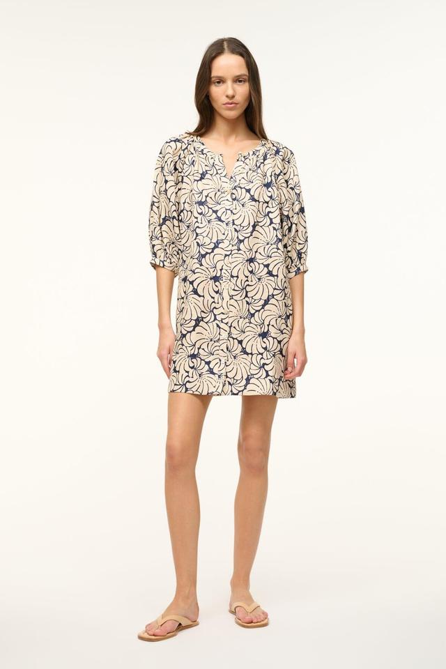 MINI VINCENT DRESS | NAVY SCALLOP BLOCK PRINT Product Image