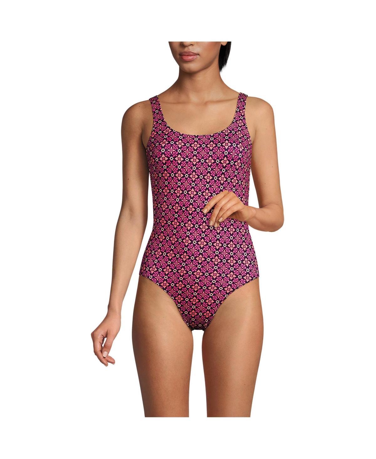 Womens Lands End Chlorine Resistant High Leg Tugless Sporty One Piece Swimsuit Product Image