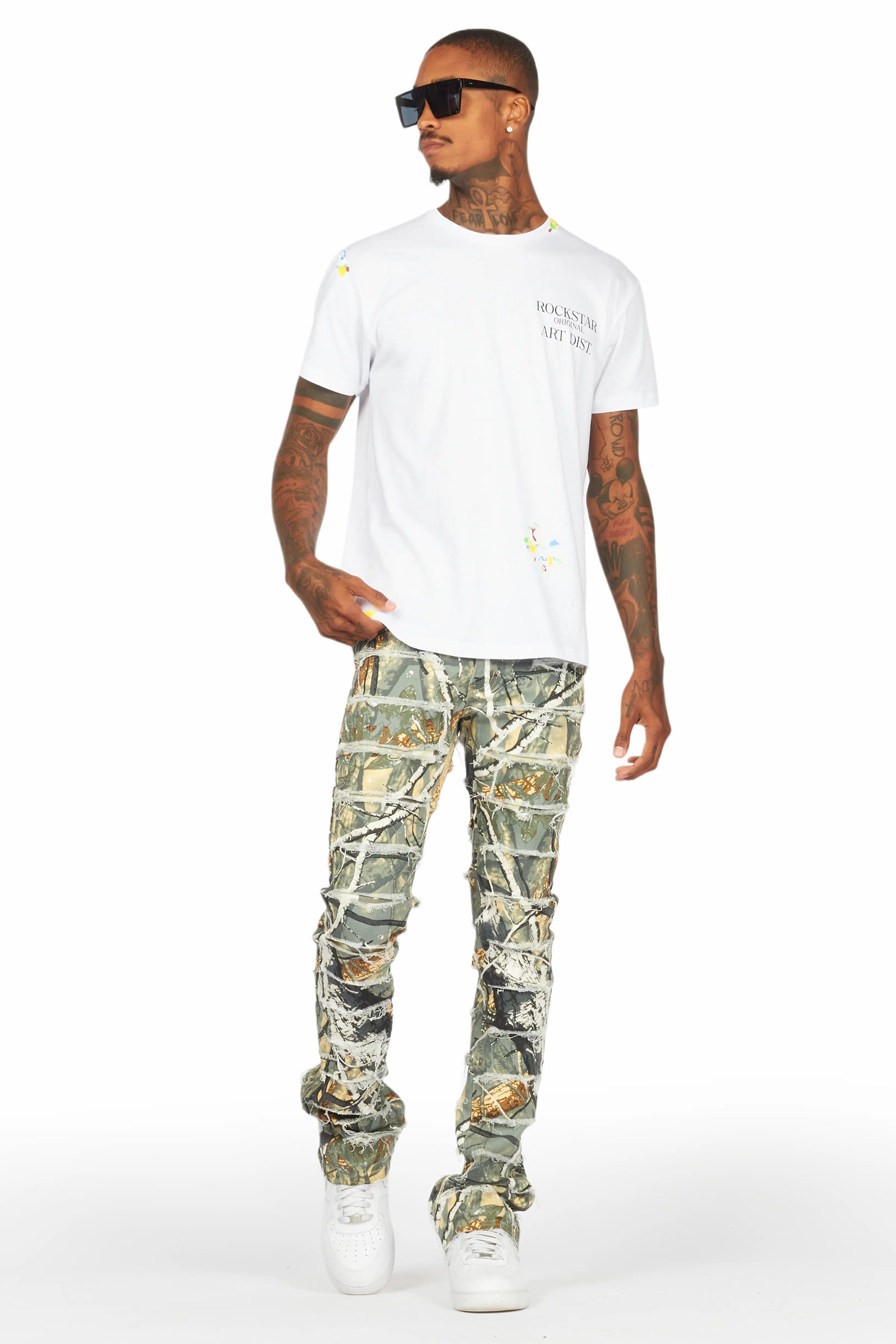 Miguelo Tree Camo Stacked Flare Jean Male Product Image