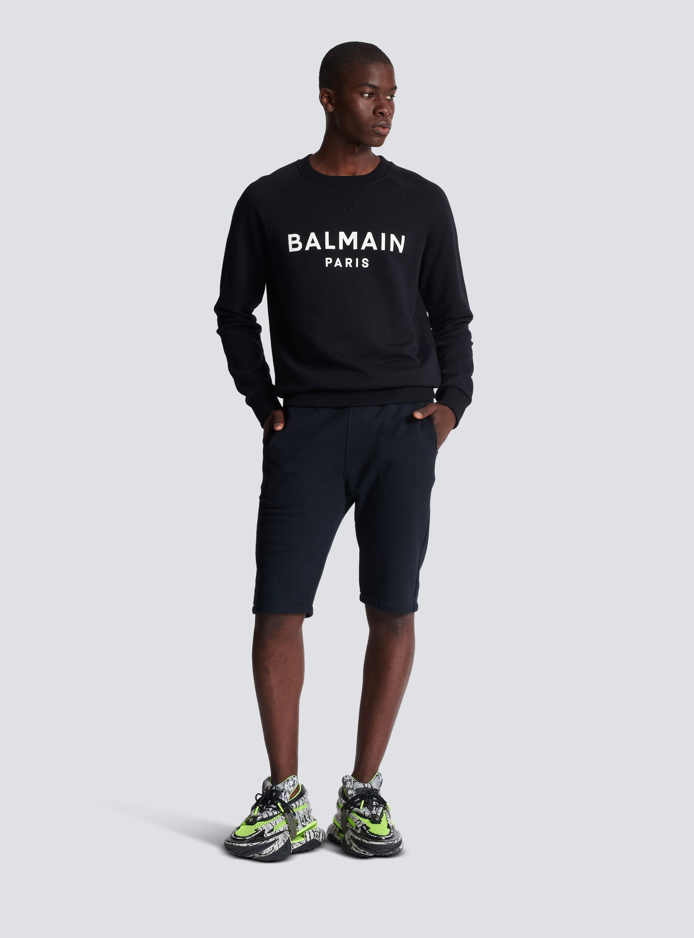 Cotton shorts with flocked Balmain Paris logo Product Image