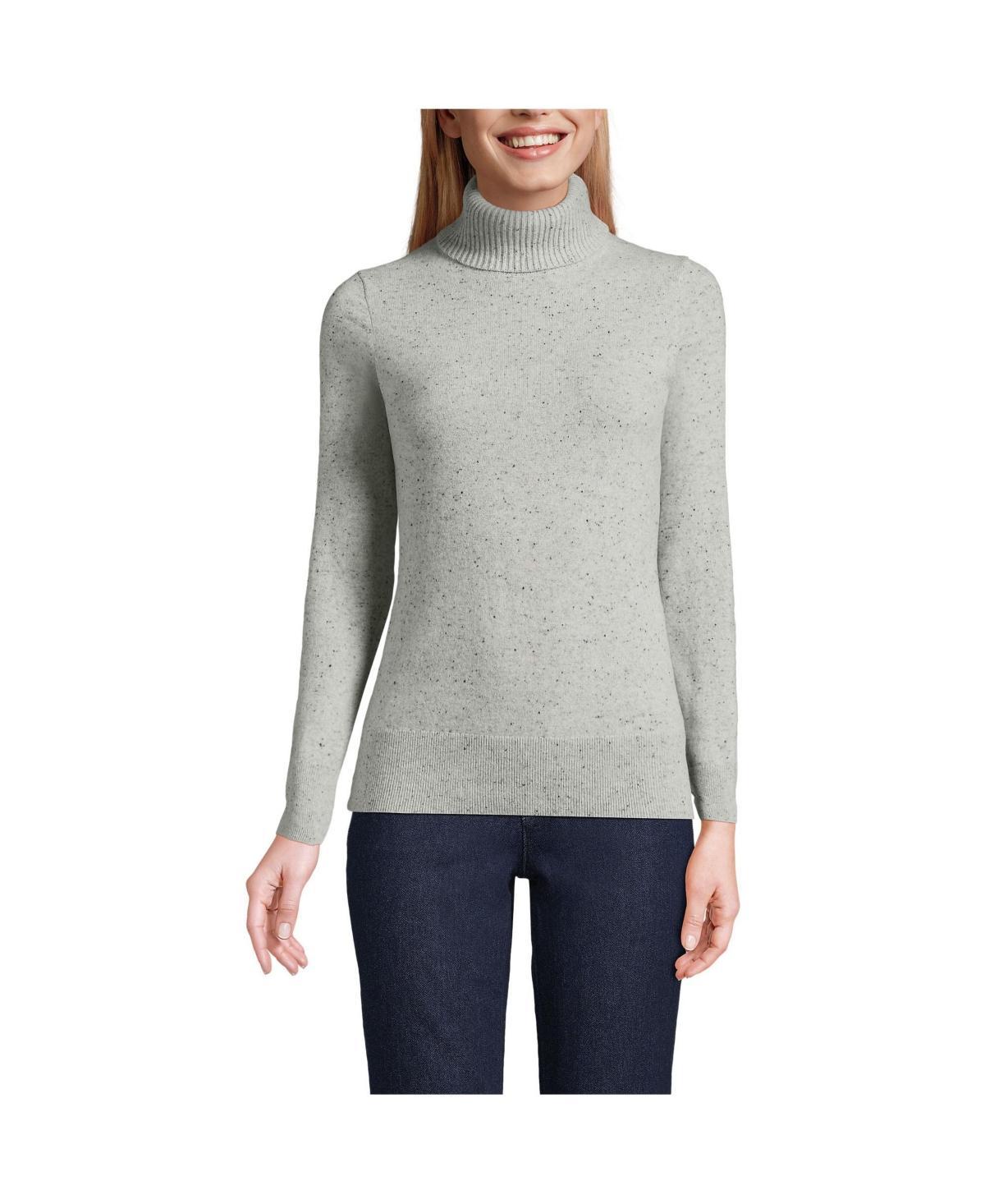 Womens Lands End Turtleneck Cashmere Sweater Pale Blue Ice Product Image