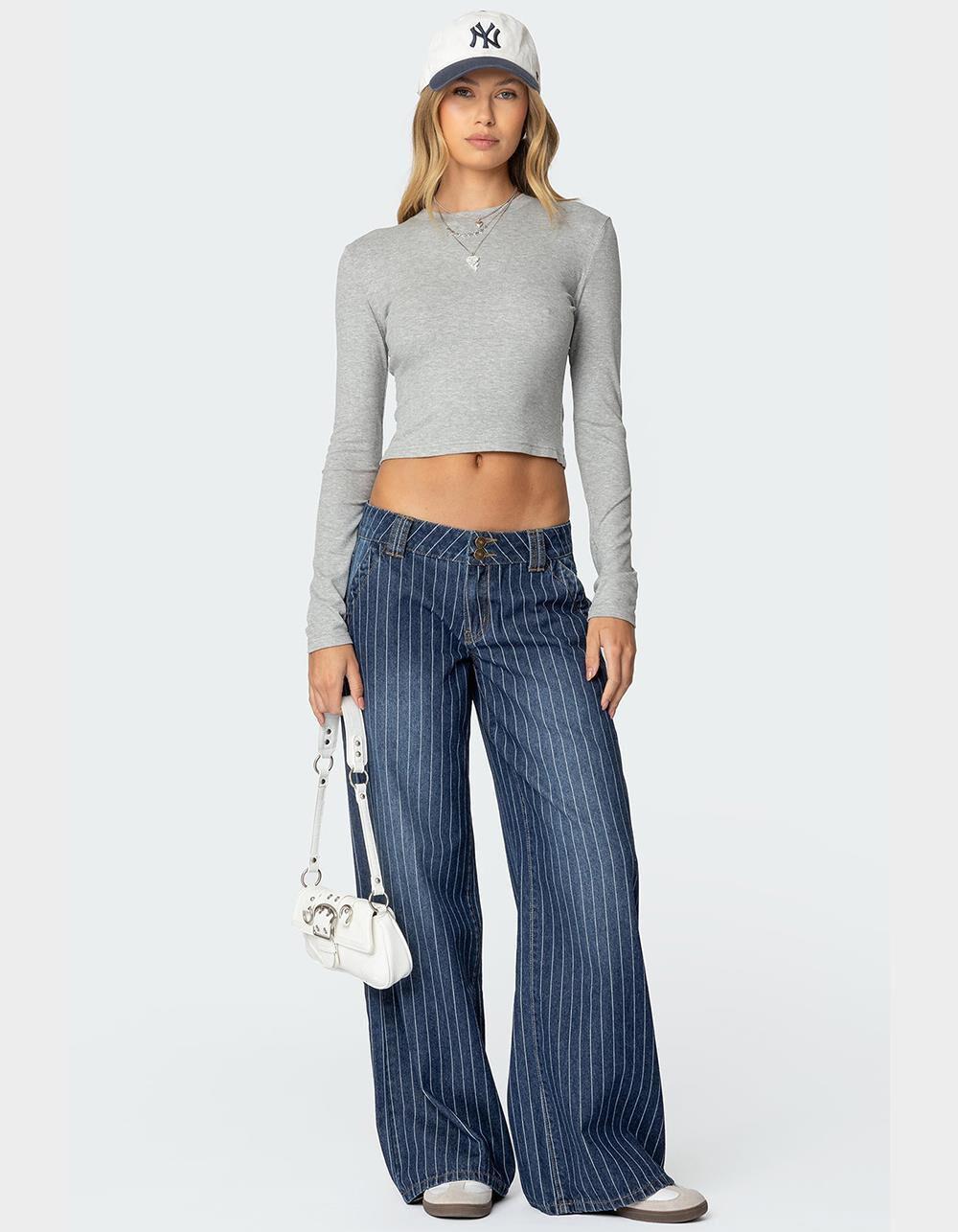 EDIKTED Cory Striped Low Rise Jeans Product Image