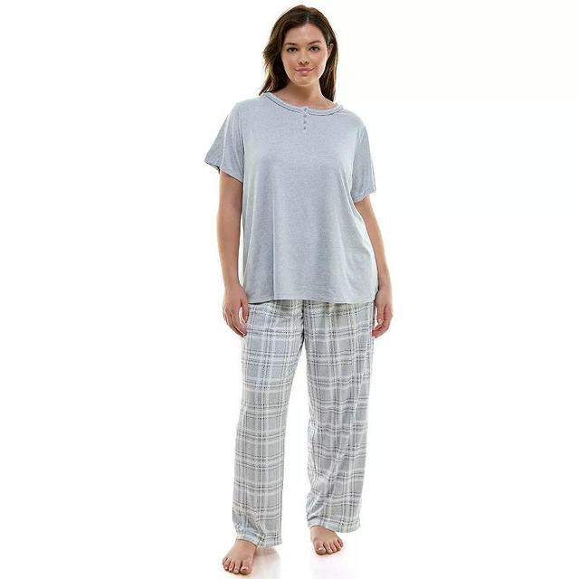 Plus Size Croft & Barrow Short Sleeve Pajama Top and Pajama Pants Set, Womens Product Image