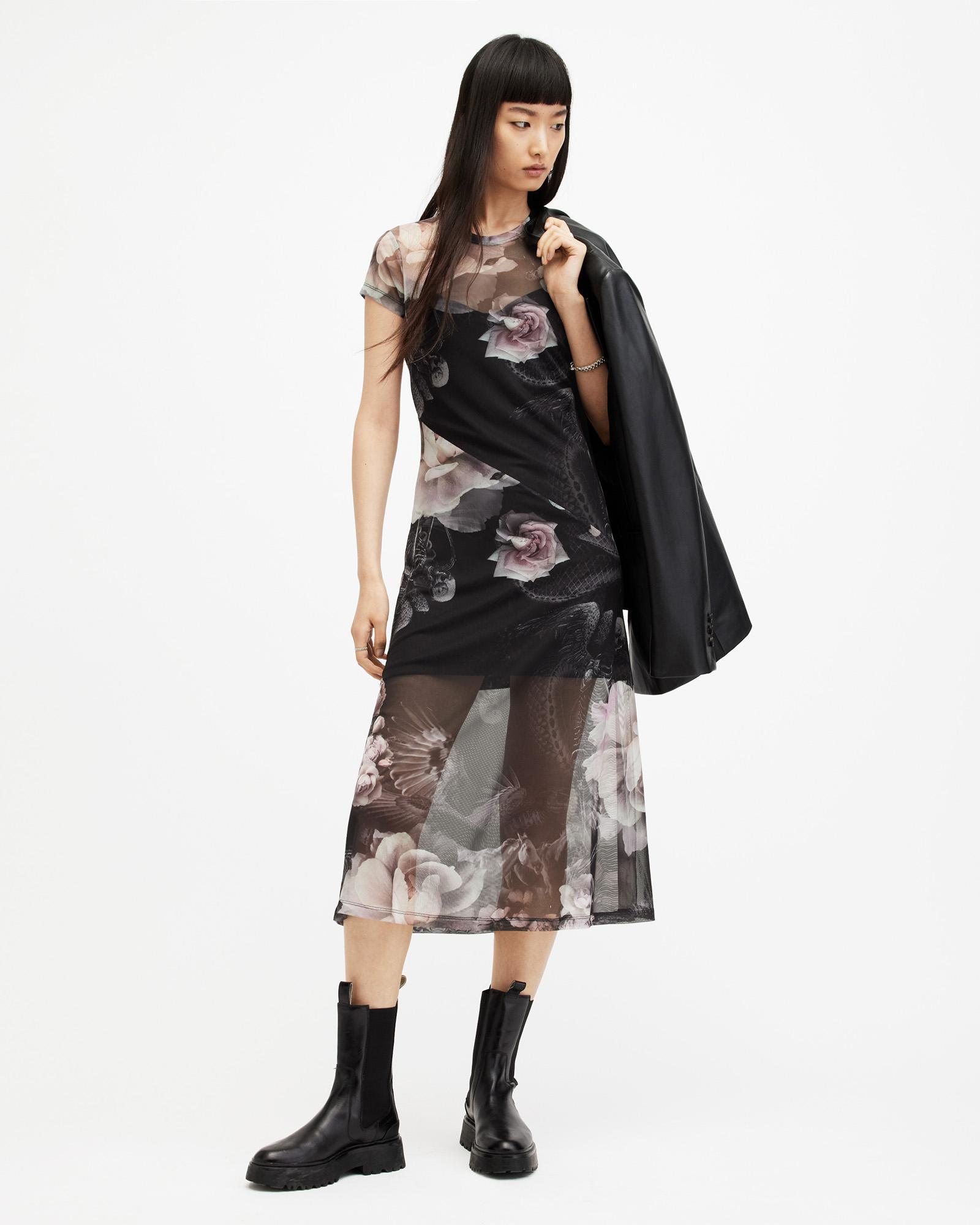 Hanna Valley Printed Mesh Midi Dress Product Image