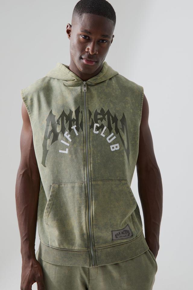 Man Active Oversized Washed Sleeveless Hoodie | boohooMAN USA Product Image