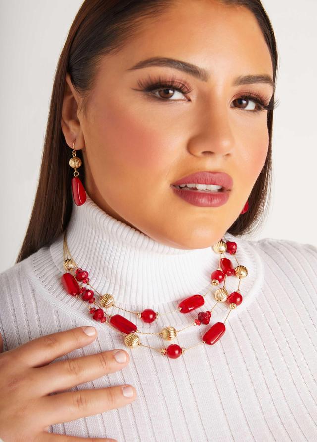 Plus Size Beaded Necklace And Earrings Set Ashley Stewart Product Image