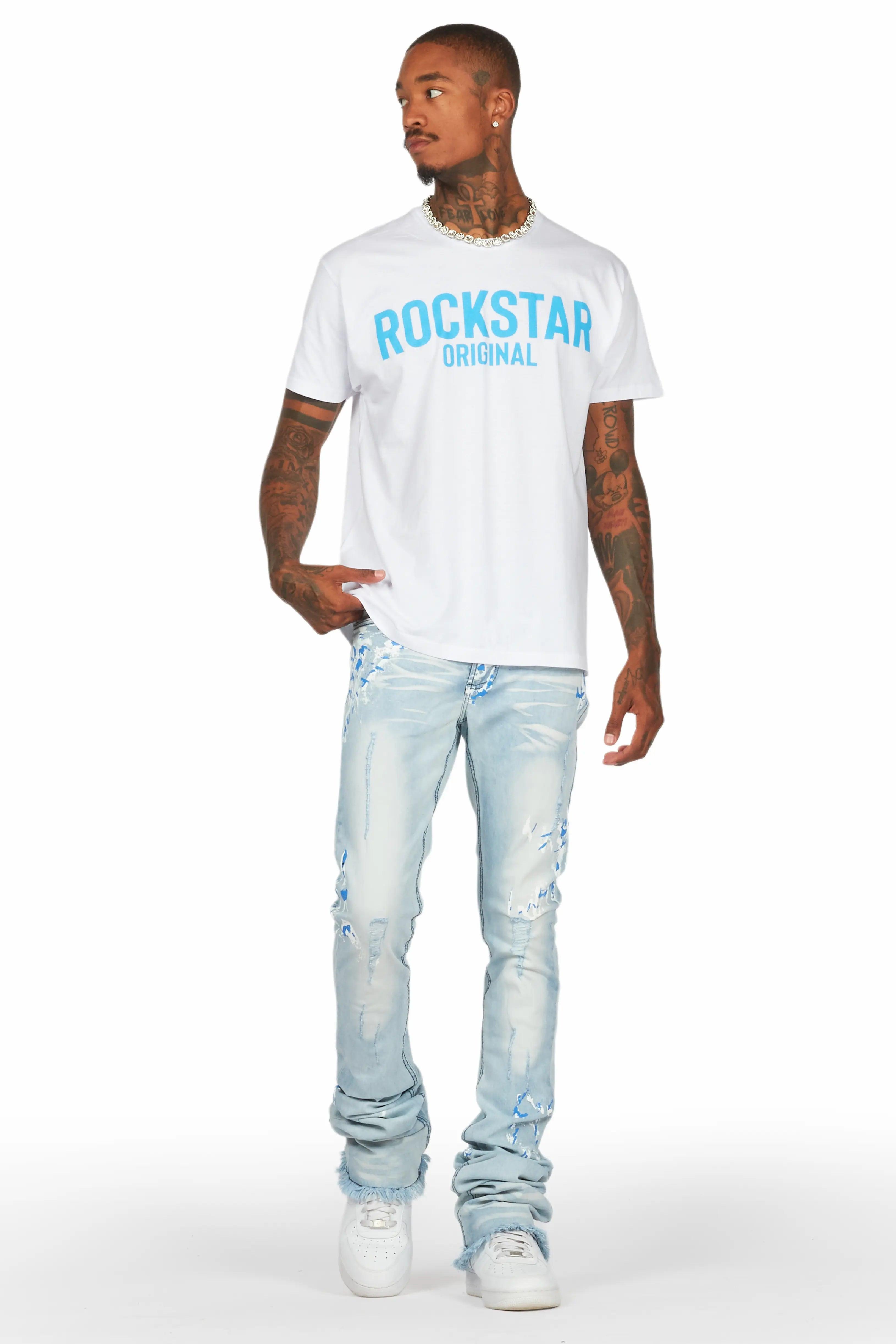 Baraz Blue Painter Super Stacked Flare Jean Male Product Image