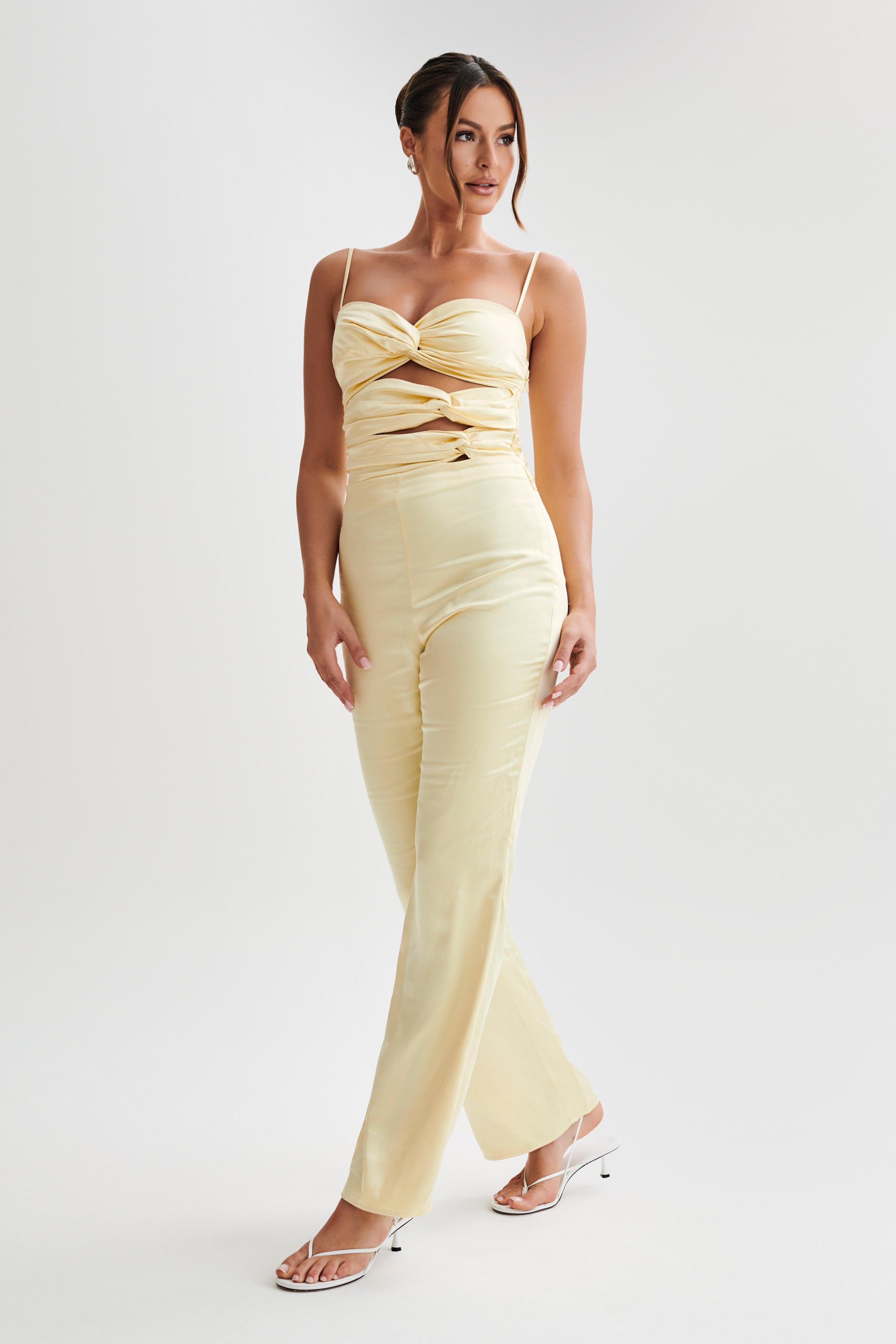 Elina Twist Satin Jumpsuit - Butter Product Image