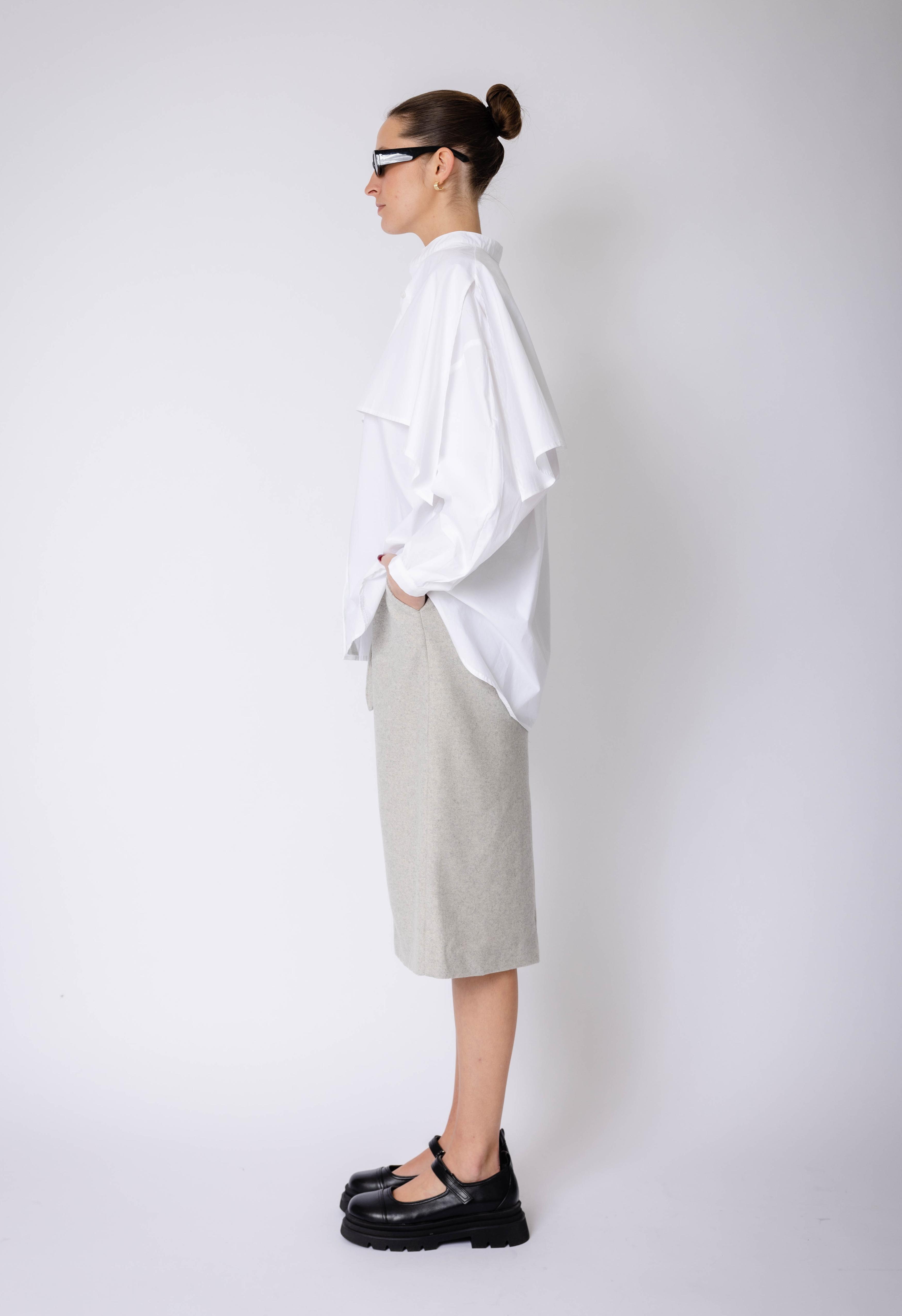 Wool Pencil Skirt In Grey Product Image