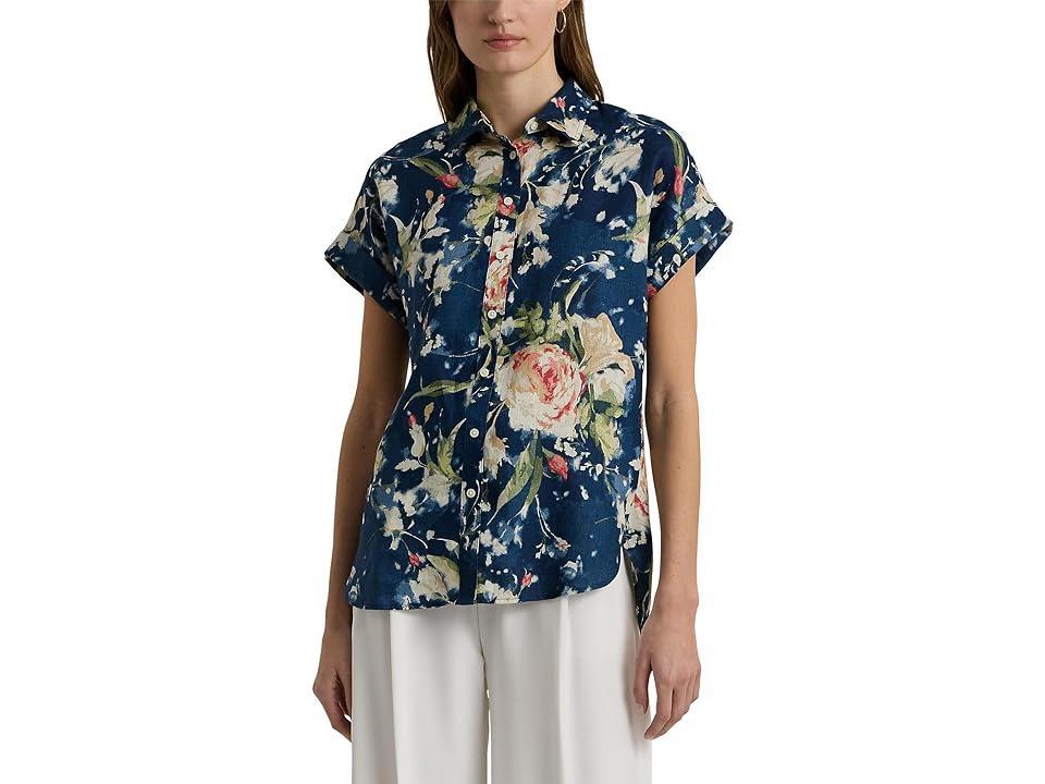 LAUREN Ralph Lauren Relaxed Fit Floral Short-Sleeve Shirt Multi) Women's Clothing Product Image