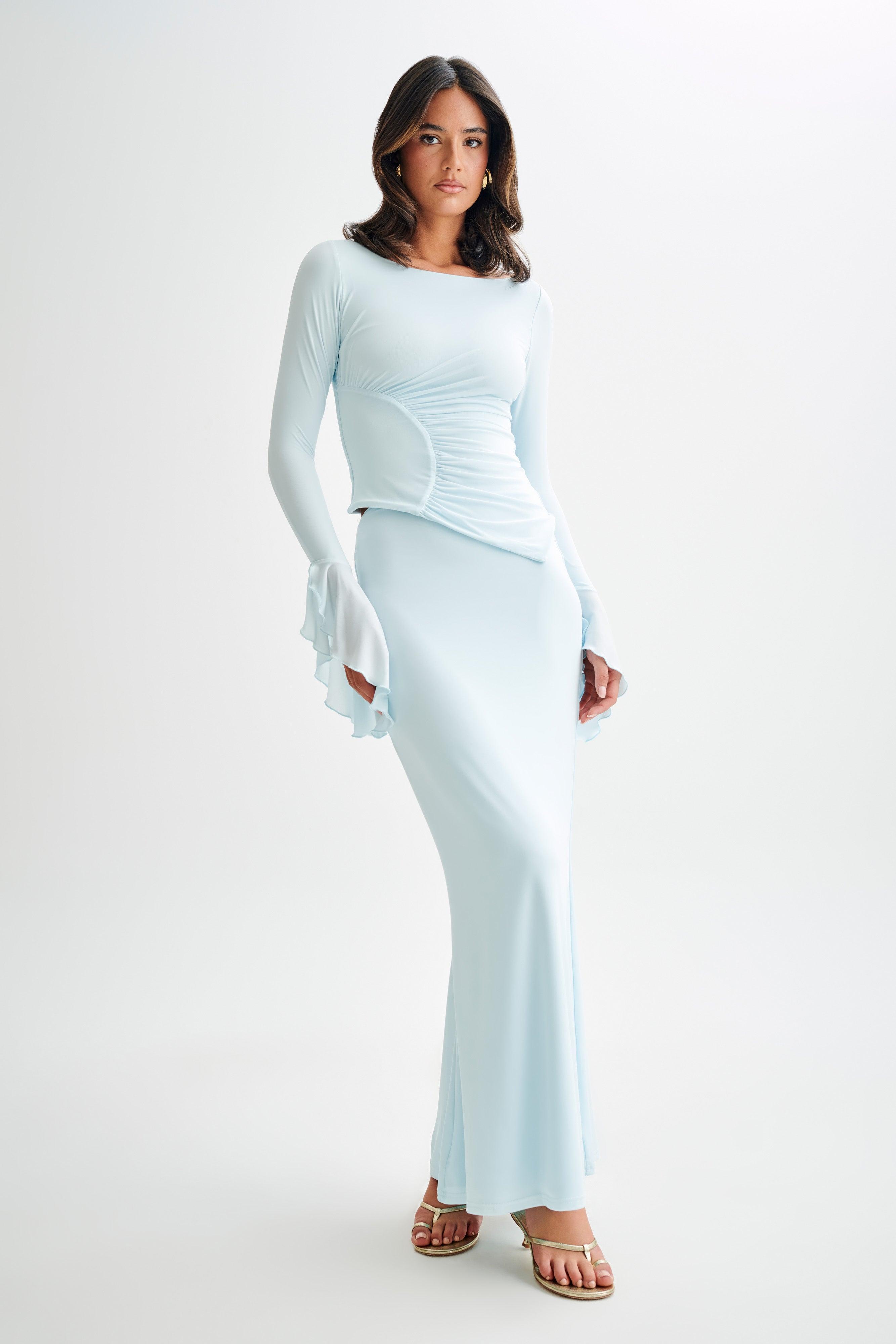 Stevie Bell Sleeve Slinky Top - Sky Blue Product Image