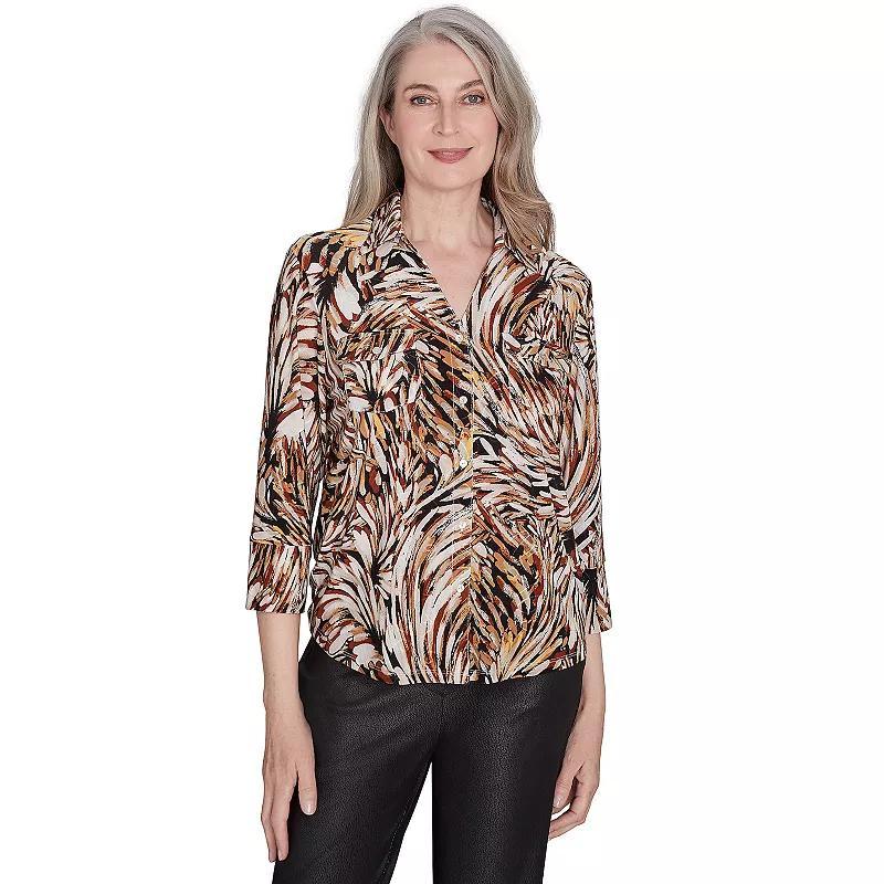 Womens Alfred Dunner Brushstroke Textured Button Down Top Product Image