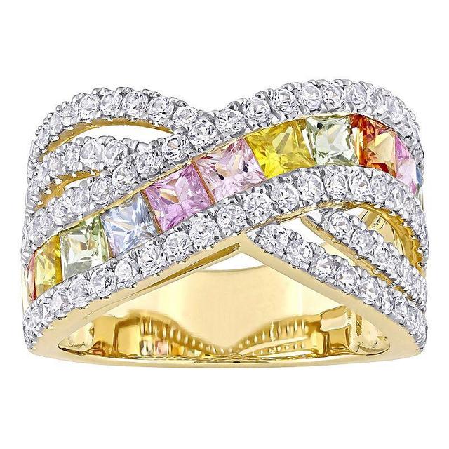 Stella Grace 14k Gold Multicolor Sapphire Crossover Ring, Womens Product Image