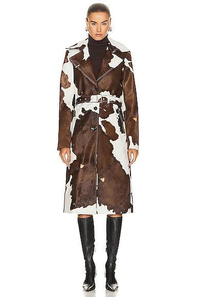 Helmut Lang Cowhide Trench Coat in Brown Product Image