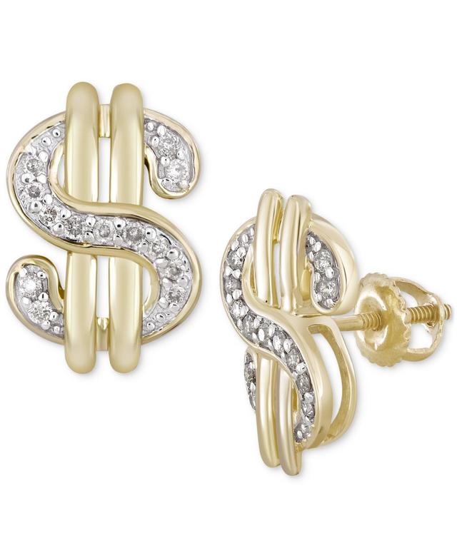 Mens Diamond Dollar Sign Stud Earrings (1/5 ct. t.w.) in 10k Gold Product Image