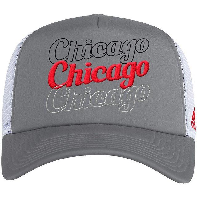 Womens adidas Gray/White Chicago Blackhawks Foam Trucker Snapback Hat Product Image