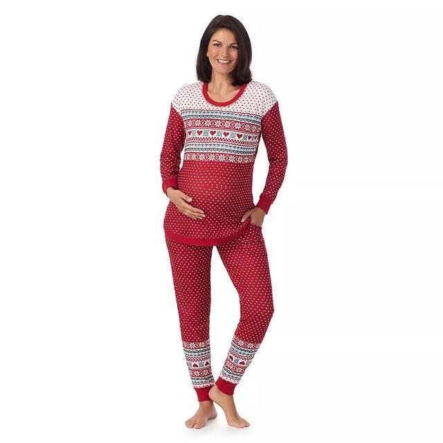 Maternity Cuddl Duds Sweater Knit Crewneck Pajama Top & Pajama Bottoms Set, Womens Product Image