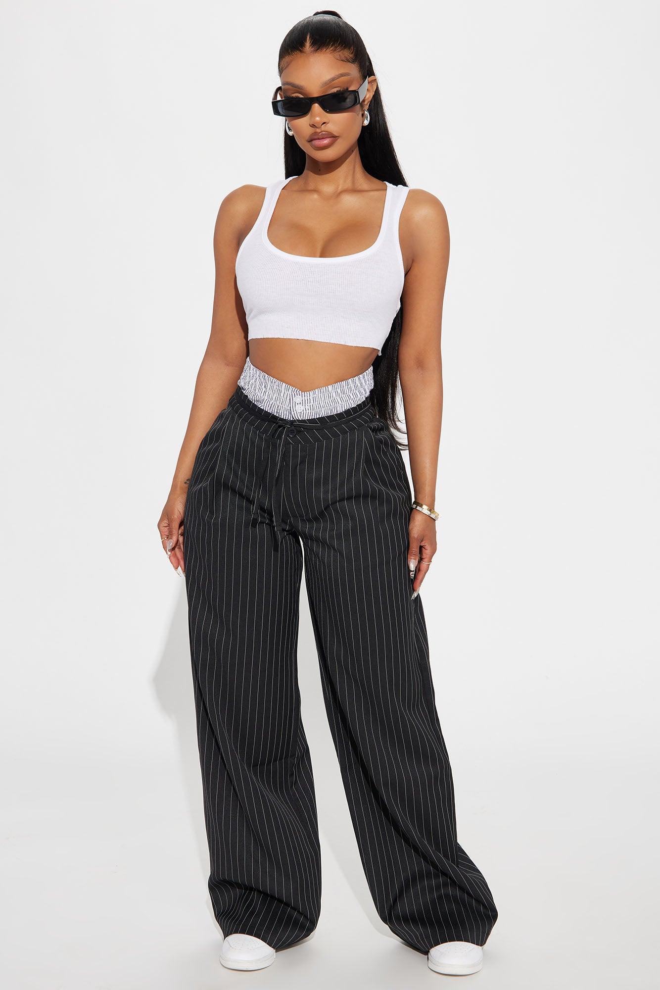 Talk That Talk Pinstripe Boxer Pant - Black/combo Product Image