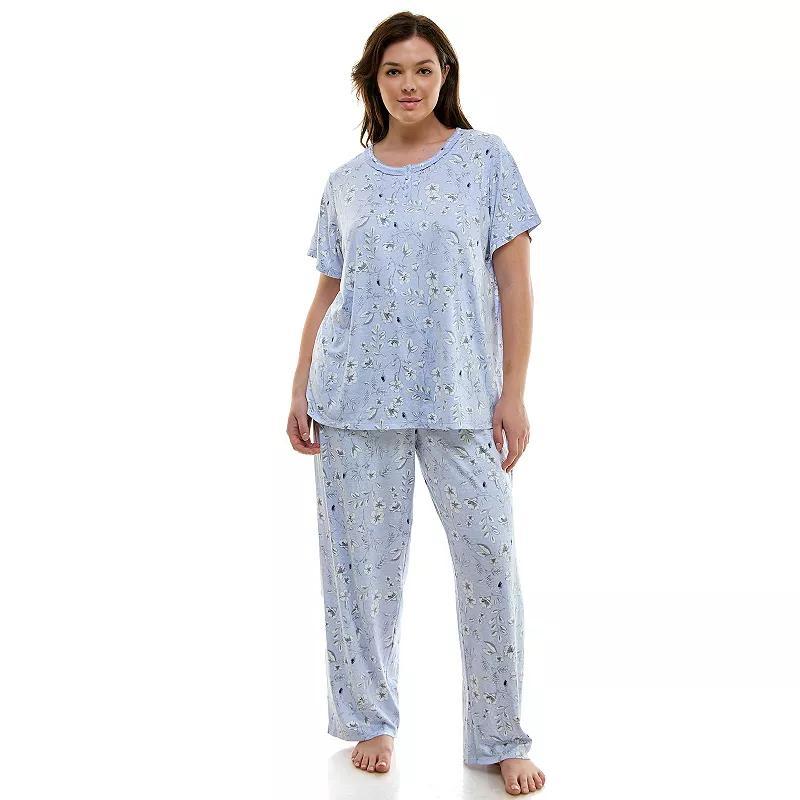 Plus Size Croft & Barrow Short Sleeve Pajama Top and Pajama Pants Set, Womens Product Image