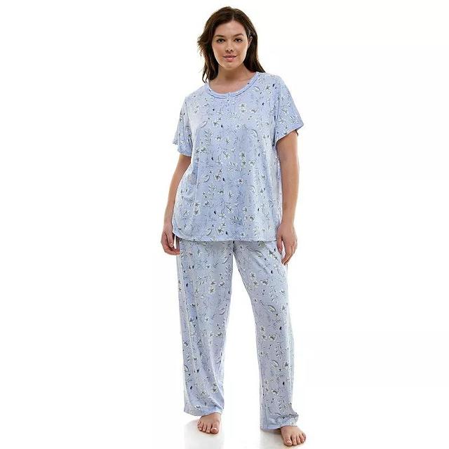 Plus Size Croft & Barrow Short Sleeve Pajama Top and Pajama Pants Set, Womens Product Image