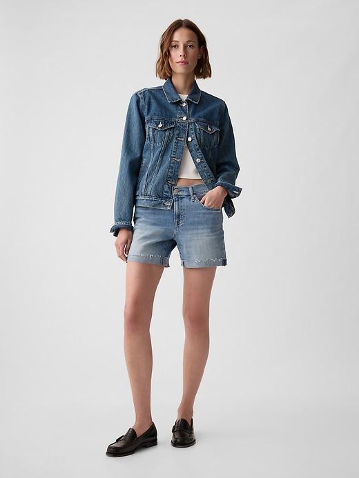 5" Mid Rise Denim Girlfriend Shorts Product Image