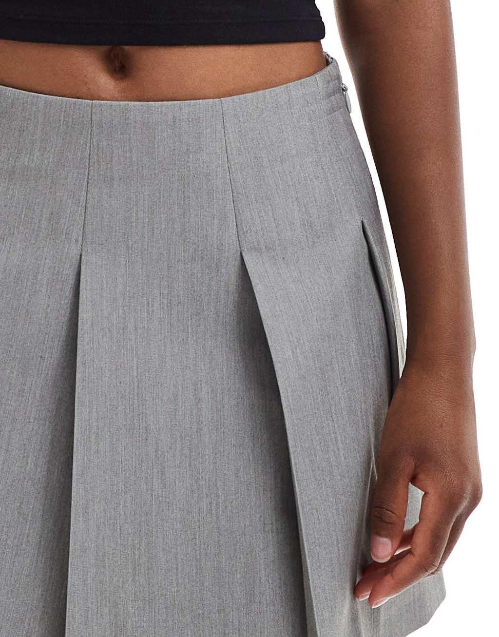 ASOS DESIGN tailored pleated mini skirt in gray Product Image