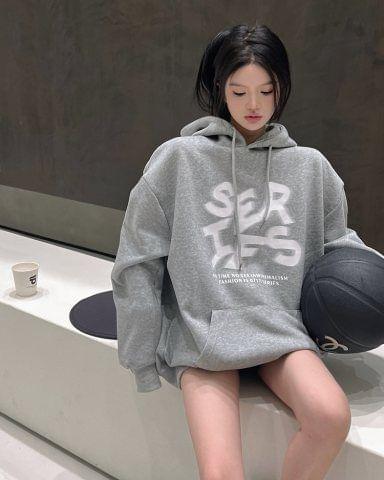 Lettering Loose Fit Hoodie Product Image