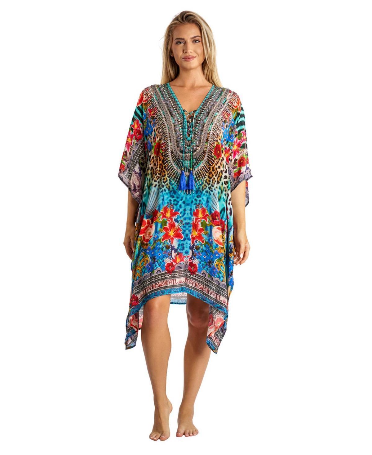 La Moda Clothing Womens V-neck Short Kaftan Dress Product Image