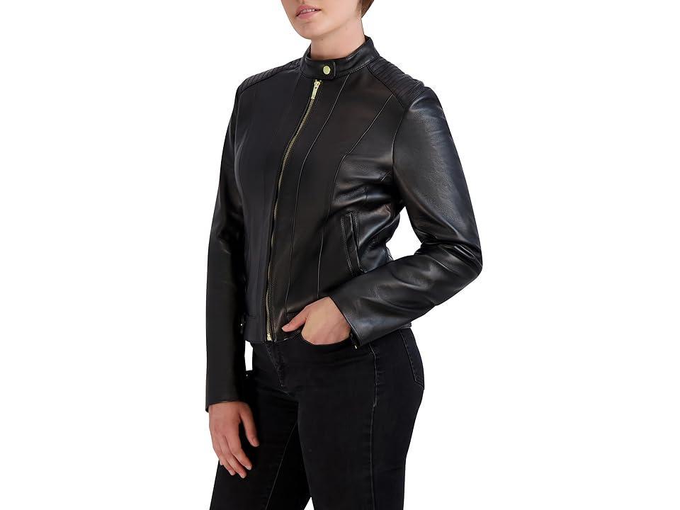 Cole Haan Leather Racer Jacket Women's Jacket Product Image