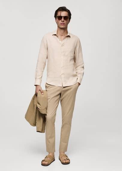 MANGO MAN - Classic fit 100% linen shirt sandMen Product Image