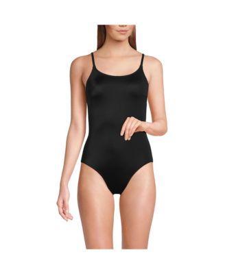 Lands End Womens Chlorine Resistant Scoop Neck High Leg Tugless Tank Thin Strap One Piece Swimsuit Adjustable Product Image