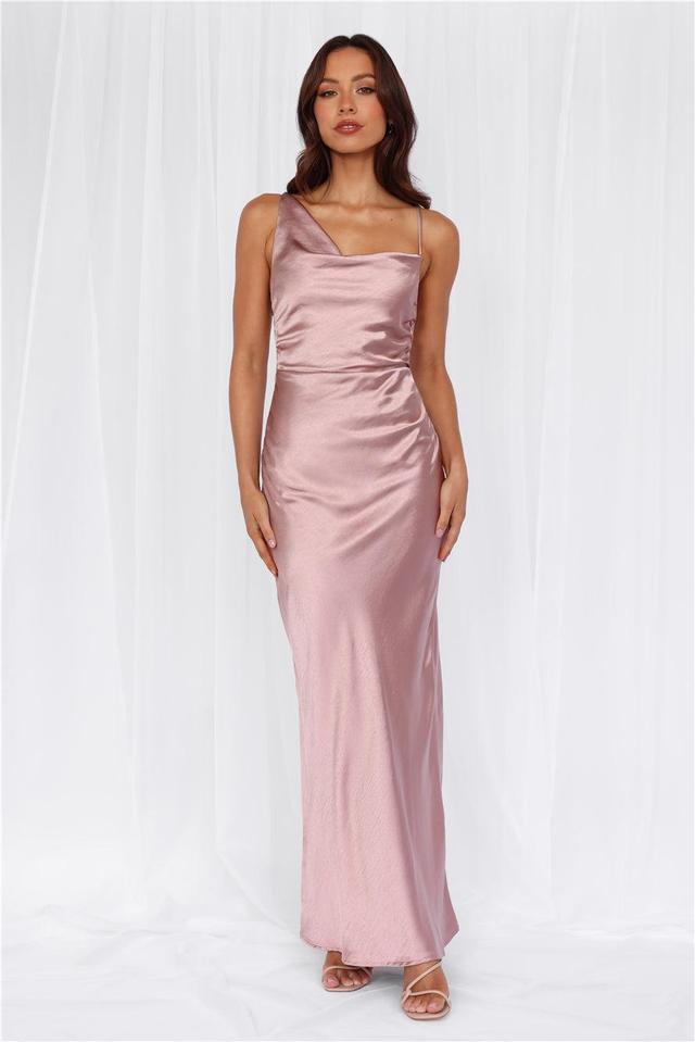 HELLO MOLLY The Madeline Cowl Satin Maxi Dress Dusty Pink Product Image