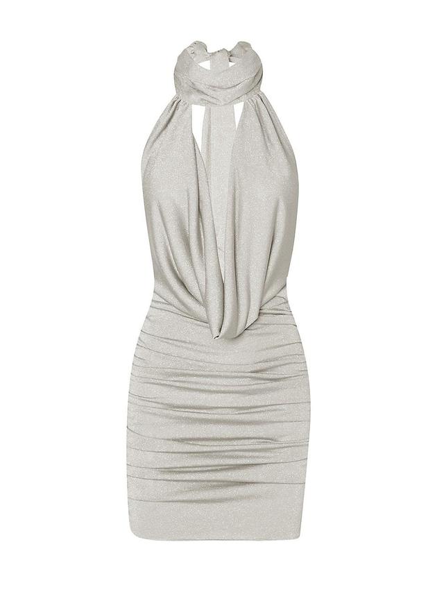 Womens Donna Cowl Halter Shimmer Minidress Product Image