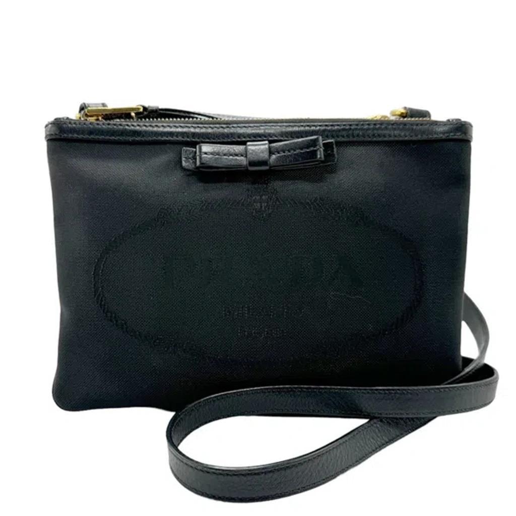 Logo Jacquard Black Canvas Shoulder Bag () Product Image