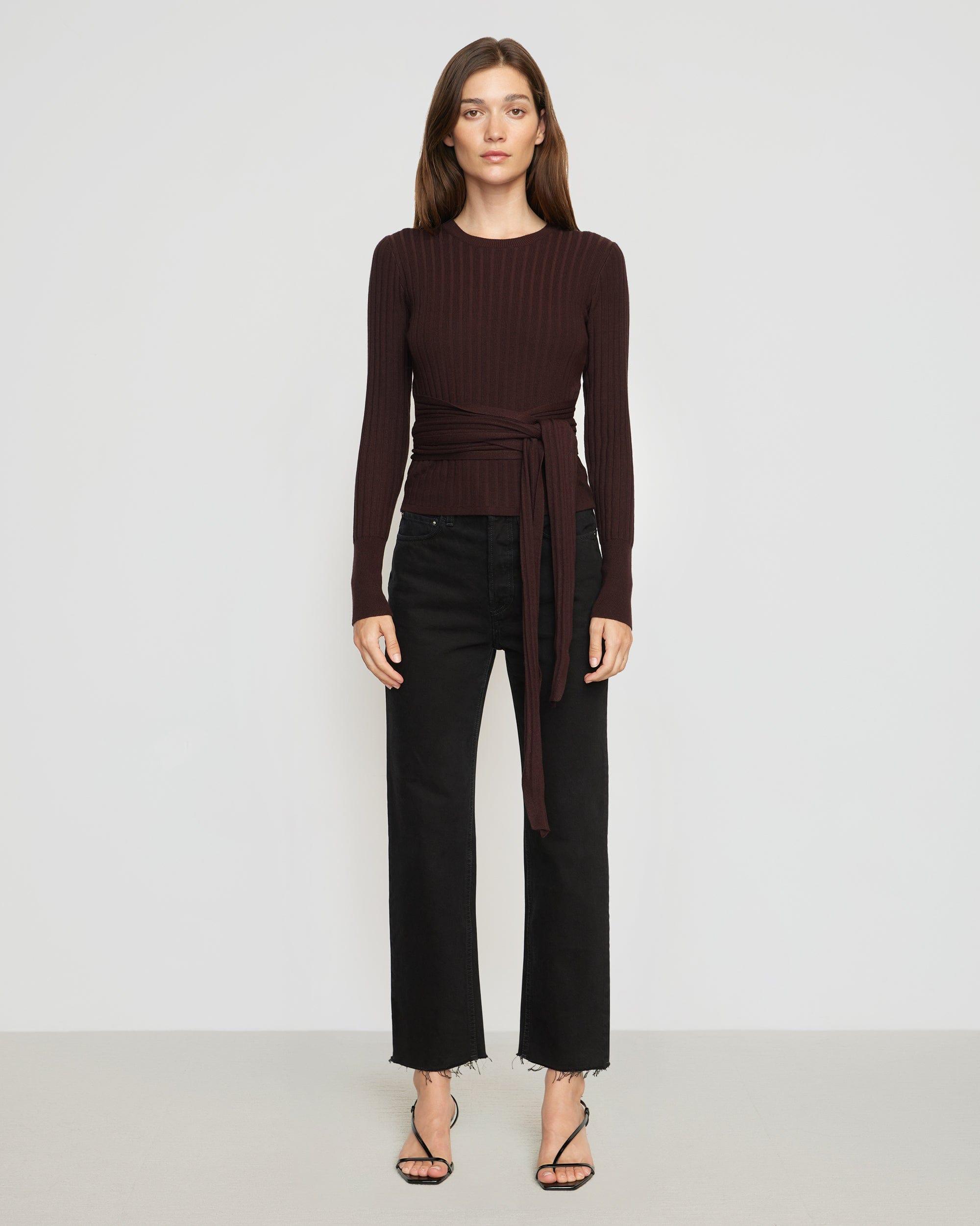 Deniza Tie-Front Ribbed Sweater Product Image