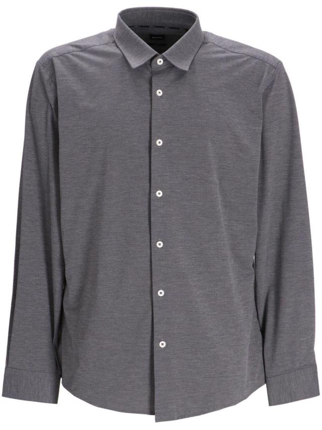 Slim-fit Performance-stretch Jersey Melange Shirt In Grey Product Image