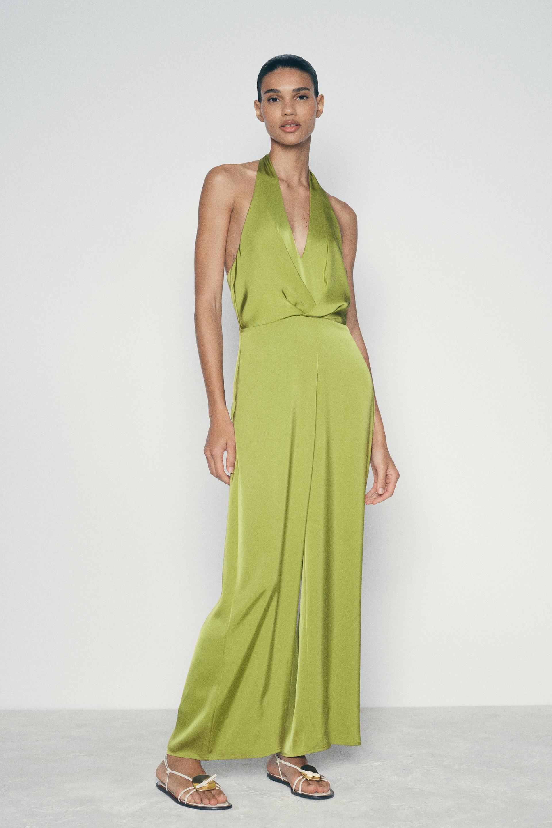 SATIN EFFECT HALTER JUMPSUIT Product Image