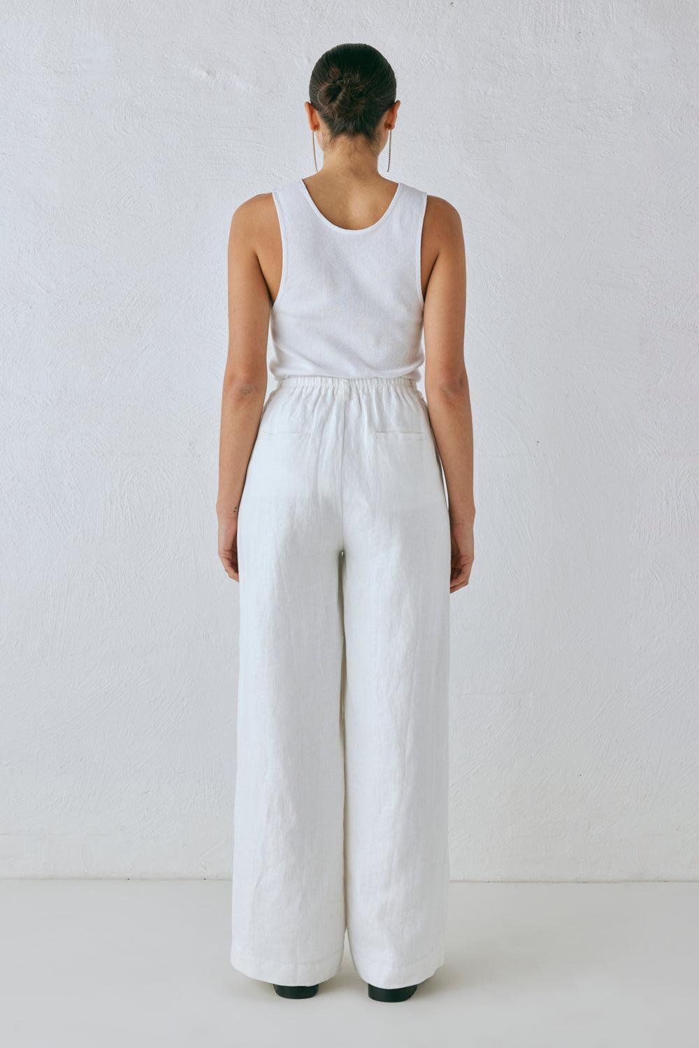 Nahna Linen Pants White Product Image