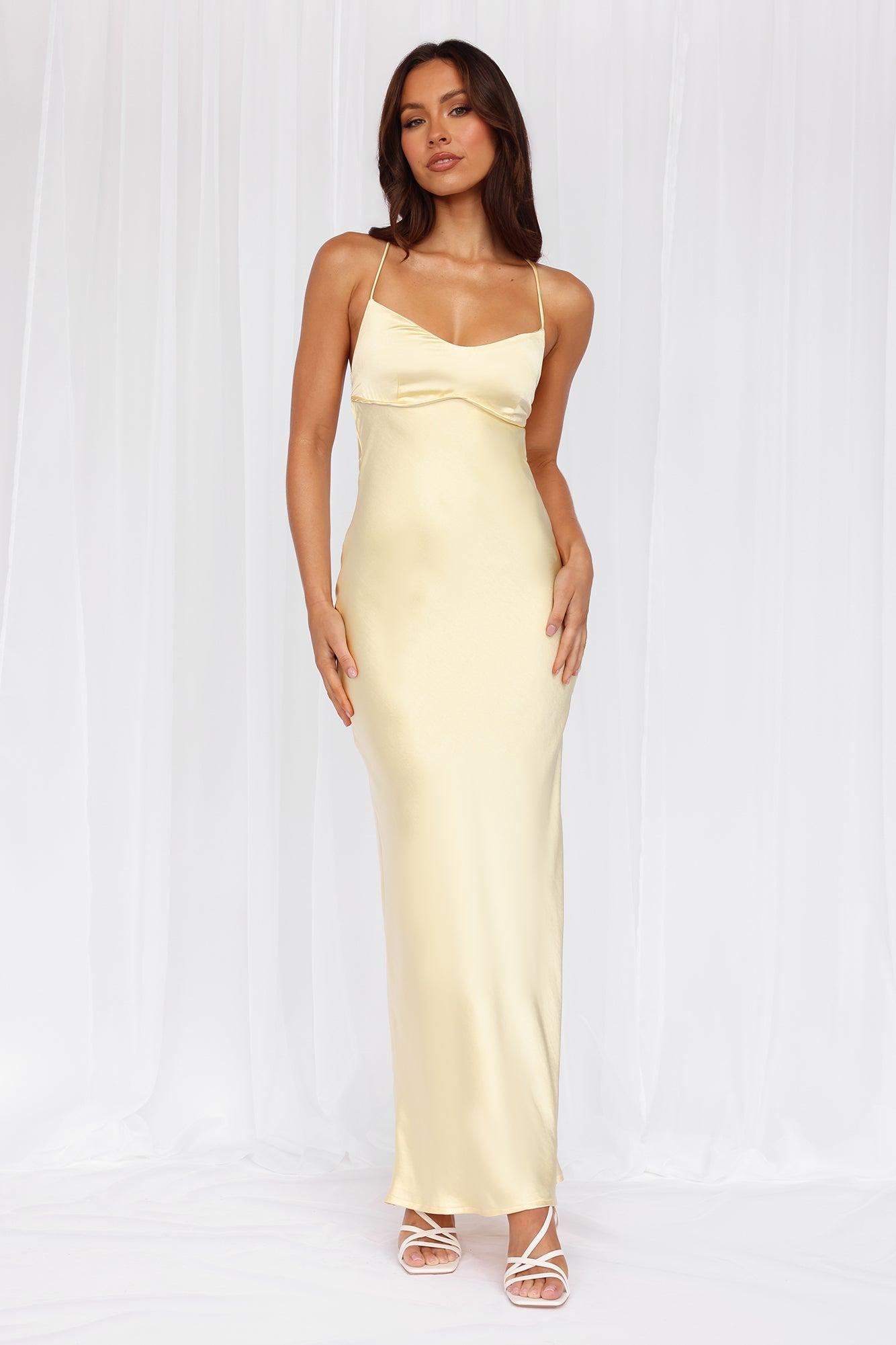 HELLO MOLLY The Samara Satin Maxi Dress Yellow Product Image