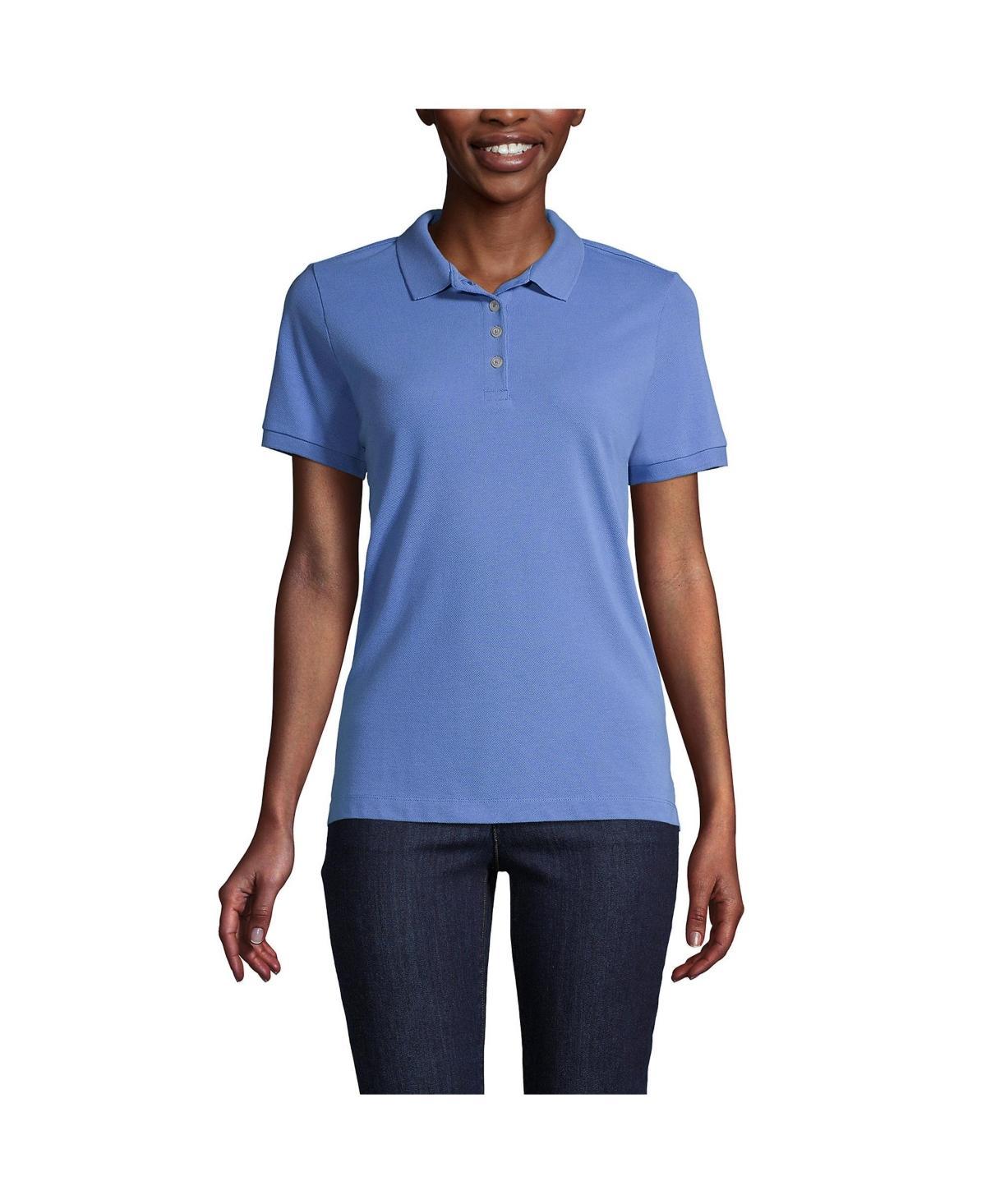 Lands End Womens Banded Short Sleeve Fem Fit Mesh Polo Product Image