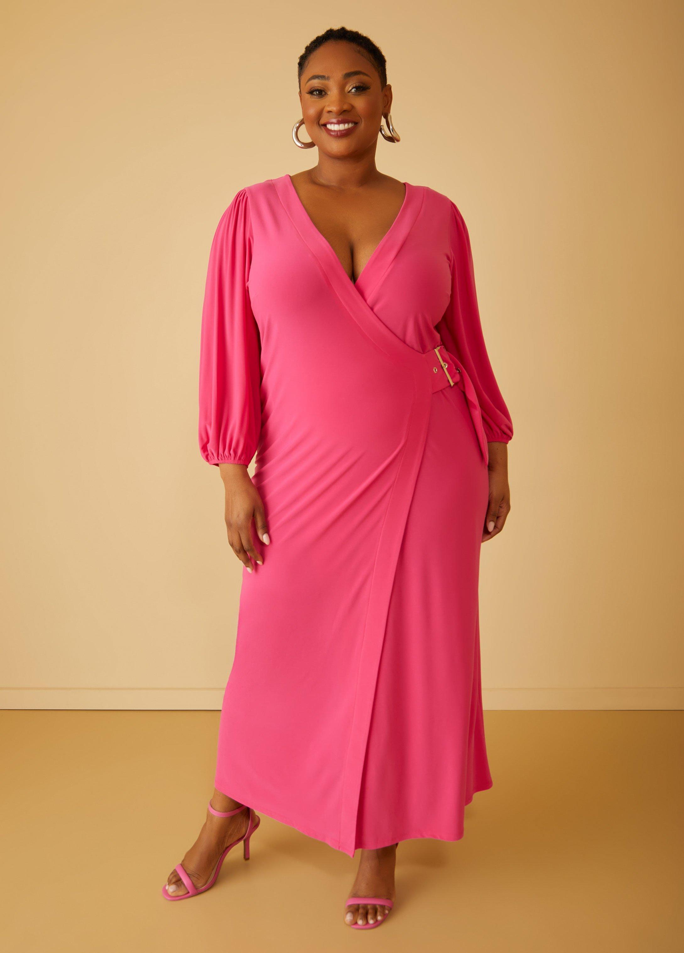 Plus Size Stretch Knit Maxi Wrap Dress Ashley Stewart Product Image