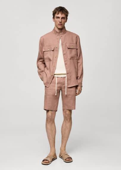 Mango Mens Linen Pockets Detail Overshirt Product Image