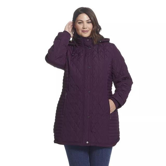 Plus Size Weathercast Hooded Quilted Walker Jacket, Womens Crushed Pink Product Image