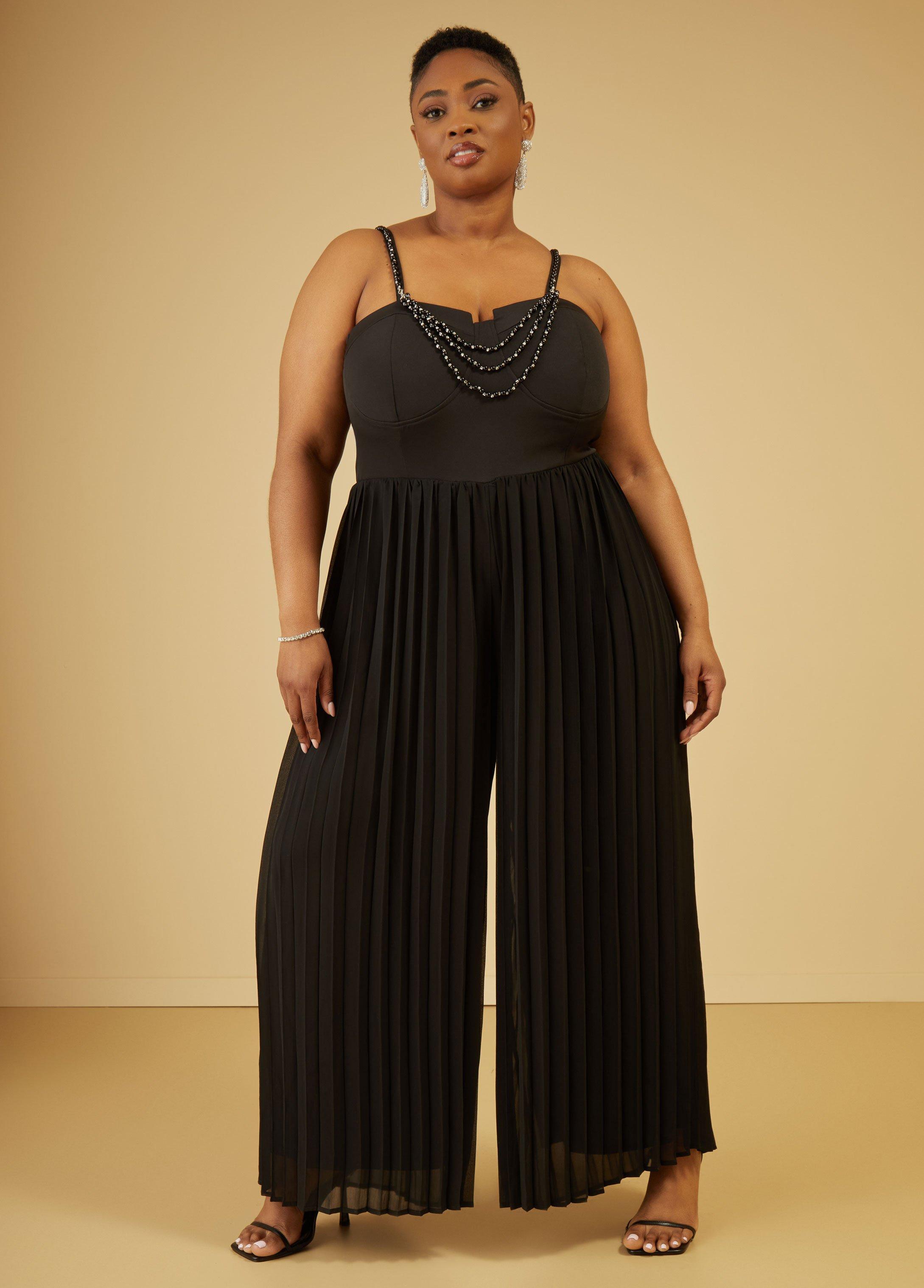 Plus Size Pearl And Crystal Corset Jumpsuit Ashley Stewart Product Image