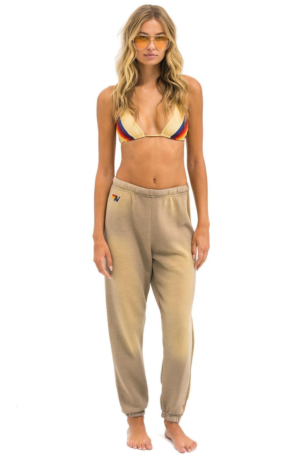 5 STRIPE SWEATPANTS - FADED TAN Female Product Image